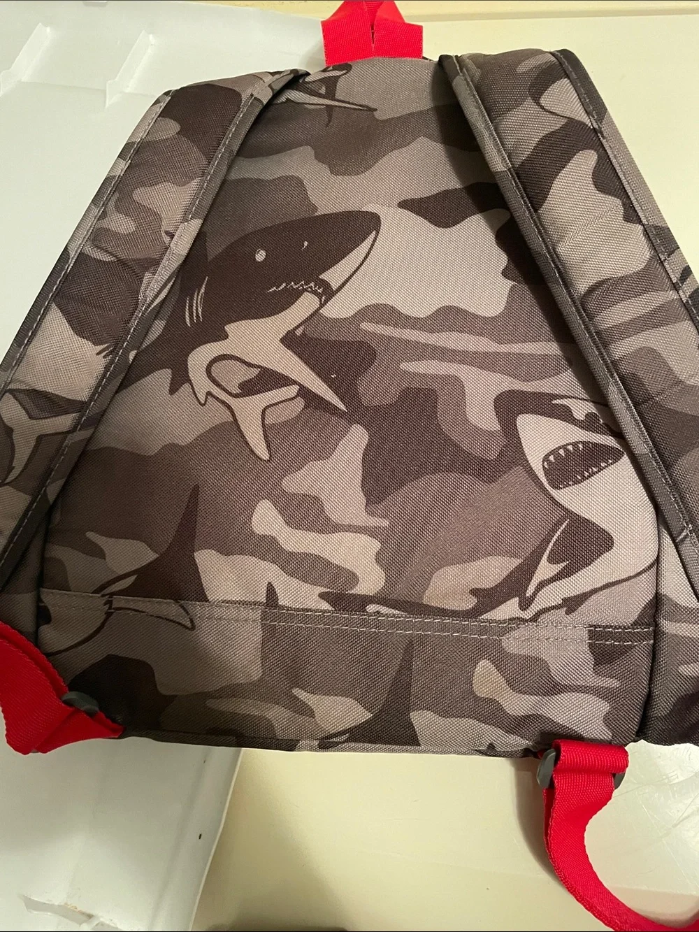 GAP Gray Camo Shark-Teeth Backpack with Red Trim